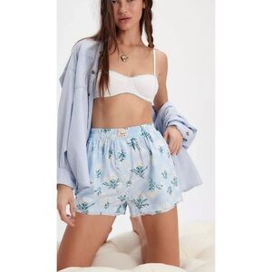 FREE PEOPLE We the Free Day to Day Floral Boxer Size M Chambray Combo